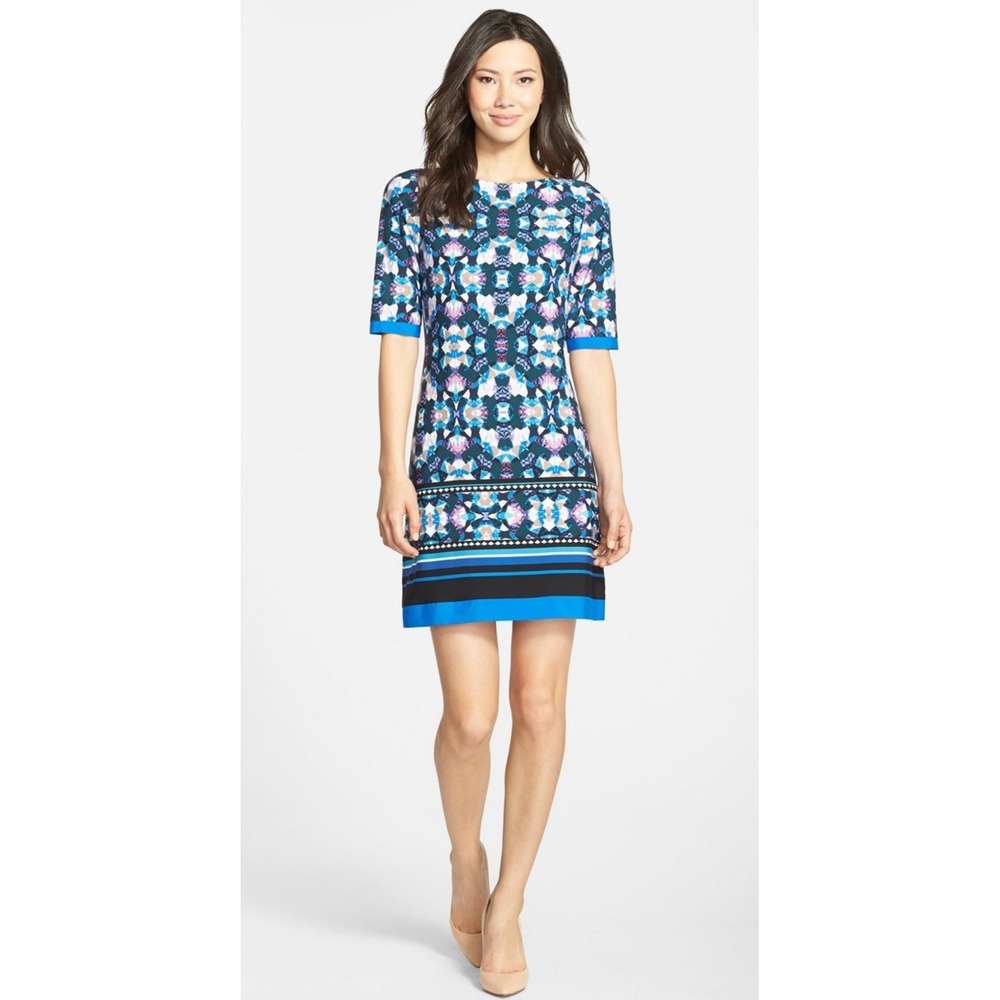 Eliza J. Women Blue Shift Dress Size 8 Stretchy Party Cocktail